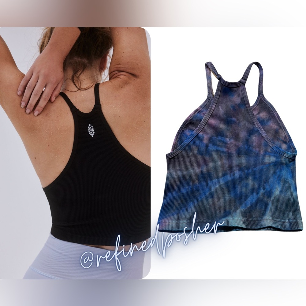 Free People Movement Happiness Runs Crop Top size XS/S NEW Washed Black Dye - Picture 2 of 5